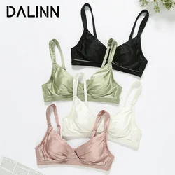 Women Silk Bra, 92%Real Silk 8%Spandex,  Triangle Cup Female Underwear, Thin padded Brassiere 2024, Pink, Green