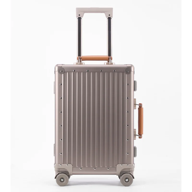 Bunnyfly Vintage Aluminum Frame Luggage, TSA Lock, 360° Spinner Wheels, Riveted Hard Shell Suitcase