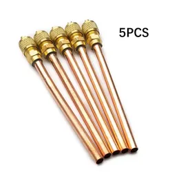 5Pcs Set Refrigerant Charging Valve HVAC One-Way Service Valve Tube for Air Conditioner Cooling Systems,Copper Brass Repair Part