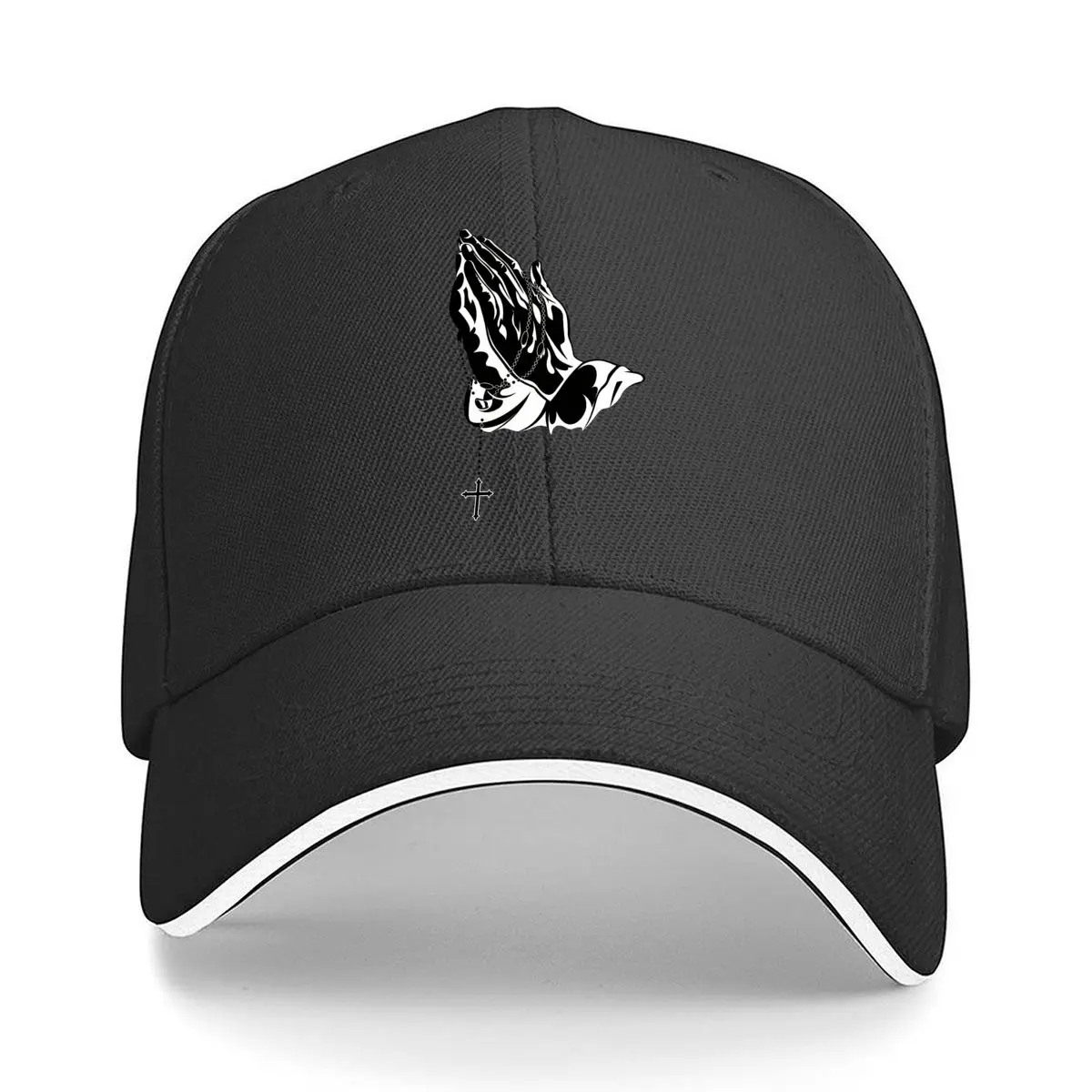 Praying Hands Rosary Cross Christian Faith Graphic Sandwich Baseball Cap Outdoor Workouts Sun Hat