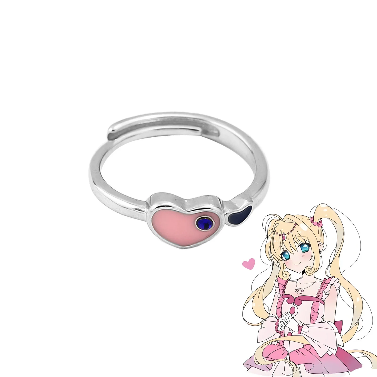 Anime Mermaid Melody Ring High Appearance Level Cosplay Ring Katon Seven Seas Lucia Heart Ring Couple Accessories Jewelry Gifts
