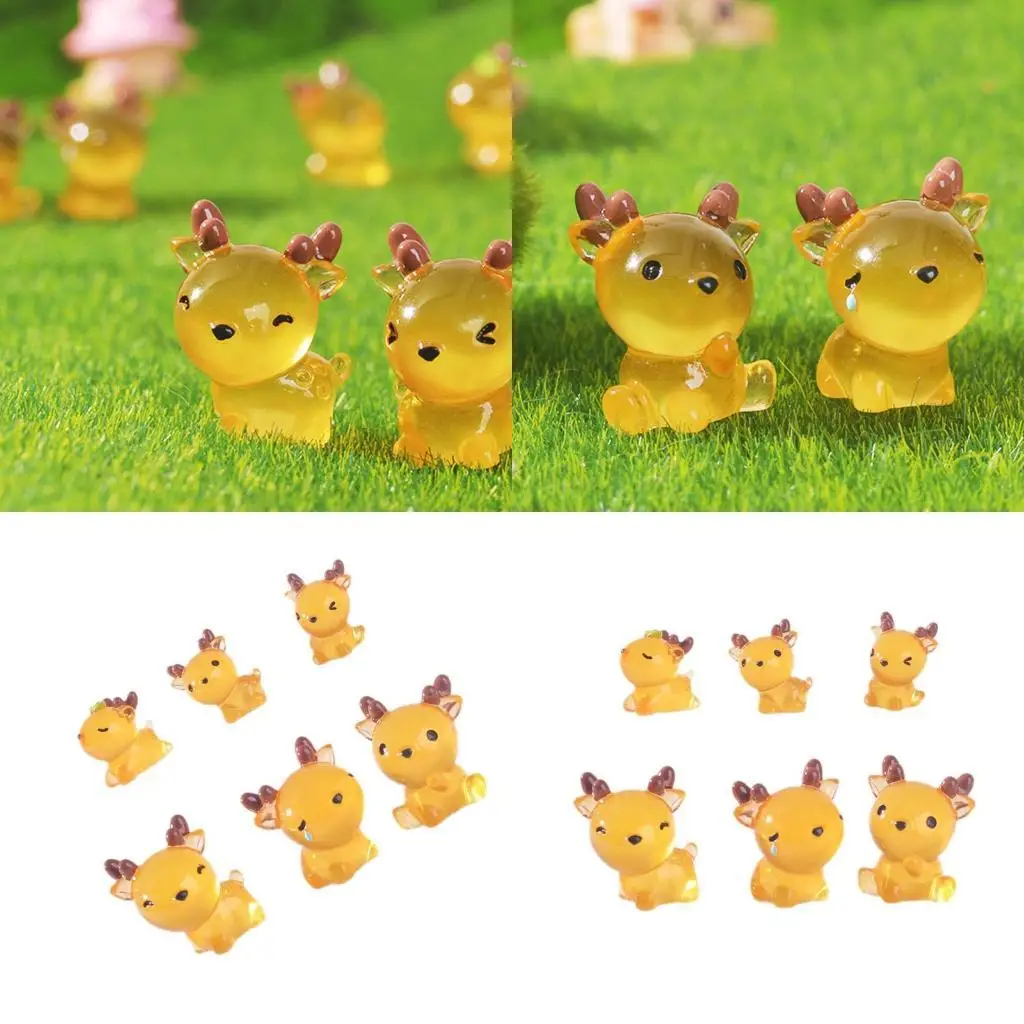 

E8BD 6Pcs Deer Model Resins Glowing In Dark Decorative Accent For Modern Interior