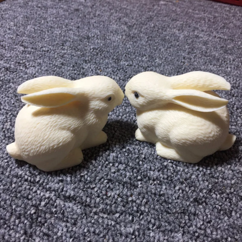 Ivory Nut Long Eared Rabbit Carved Ornaments Cute Zodiac Little Bunny Crafts8*5*5cBodhi Seeds Living Room Desktop