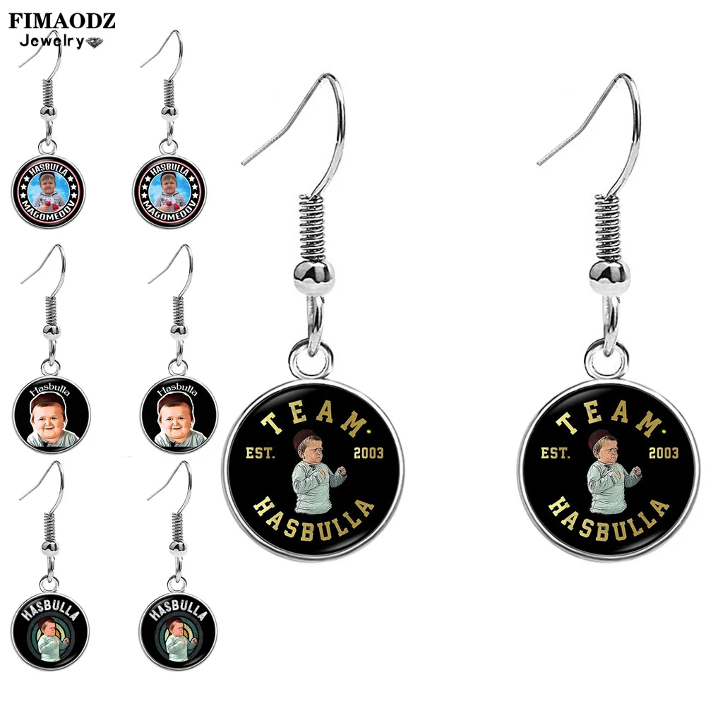 Hasbulla Magomedov Meme Earrings for Women Fans Custom Glass Dome Handmade Dangle Earring Fashion Star Cosplay Jewelry Gift