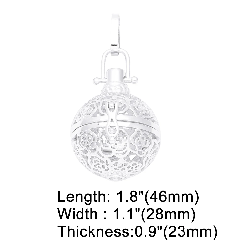 OCESRIO Vintage Round Flower Harmony Ball Chime Bola Necklace Pendant for Pregnancy Copper Gold Plated Wishing Ball pdtb341