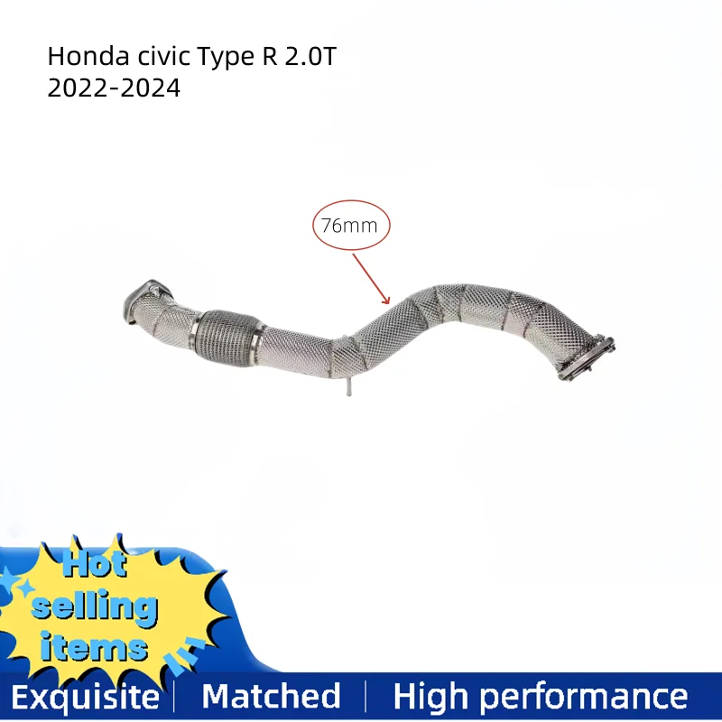 Stainless steel exhaust front straight line with insulation for Honda civic Type R 2.0T 2022-2024 exhaust system