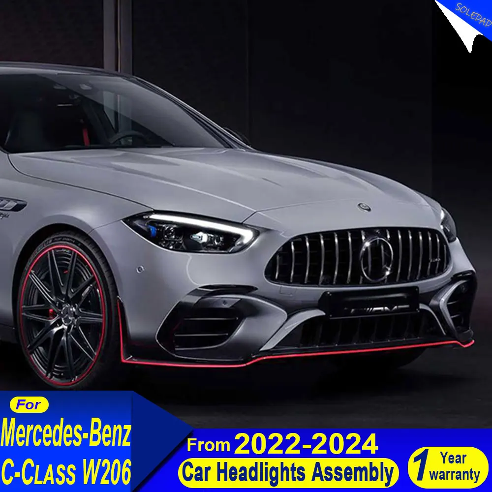

Светодиодные фары для Benz C-Class W206 2022 2023 2024, обновленные модифицированные светодиодные автомобильные фары, динамические поворотники, автомобильные аксессуары