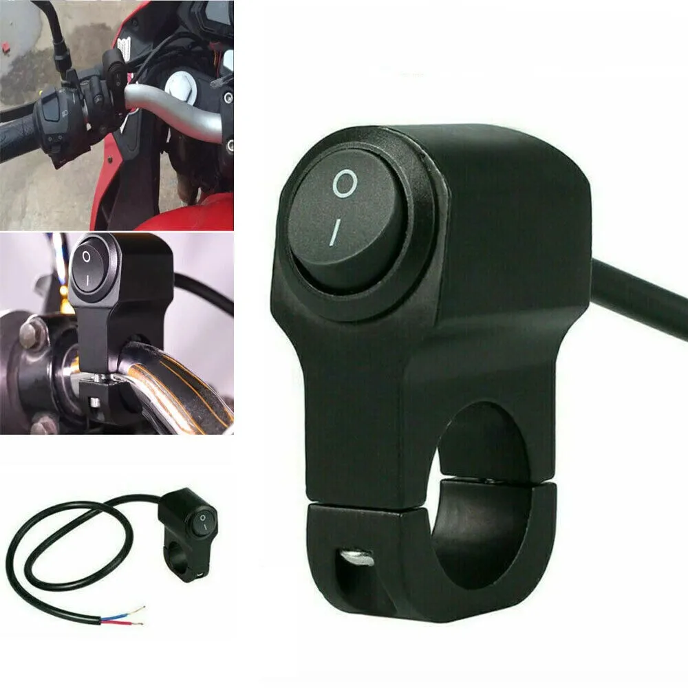 LED Motorcycle ON/OFF Handlebar Mount Aluminum Alloy Waterproof 12V Fog Light Lamps Motorbike Horn Push Button On+Off