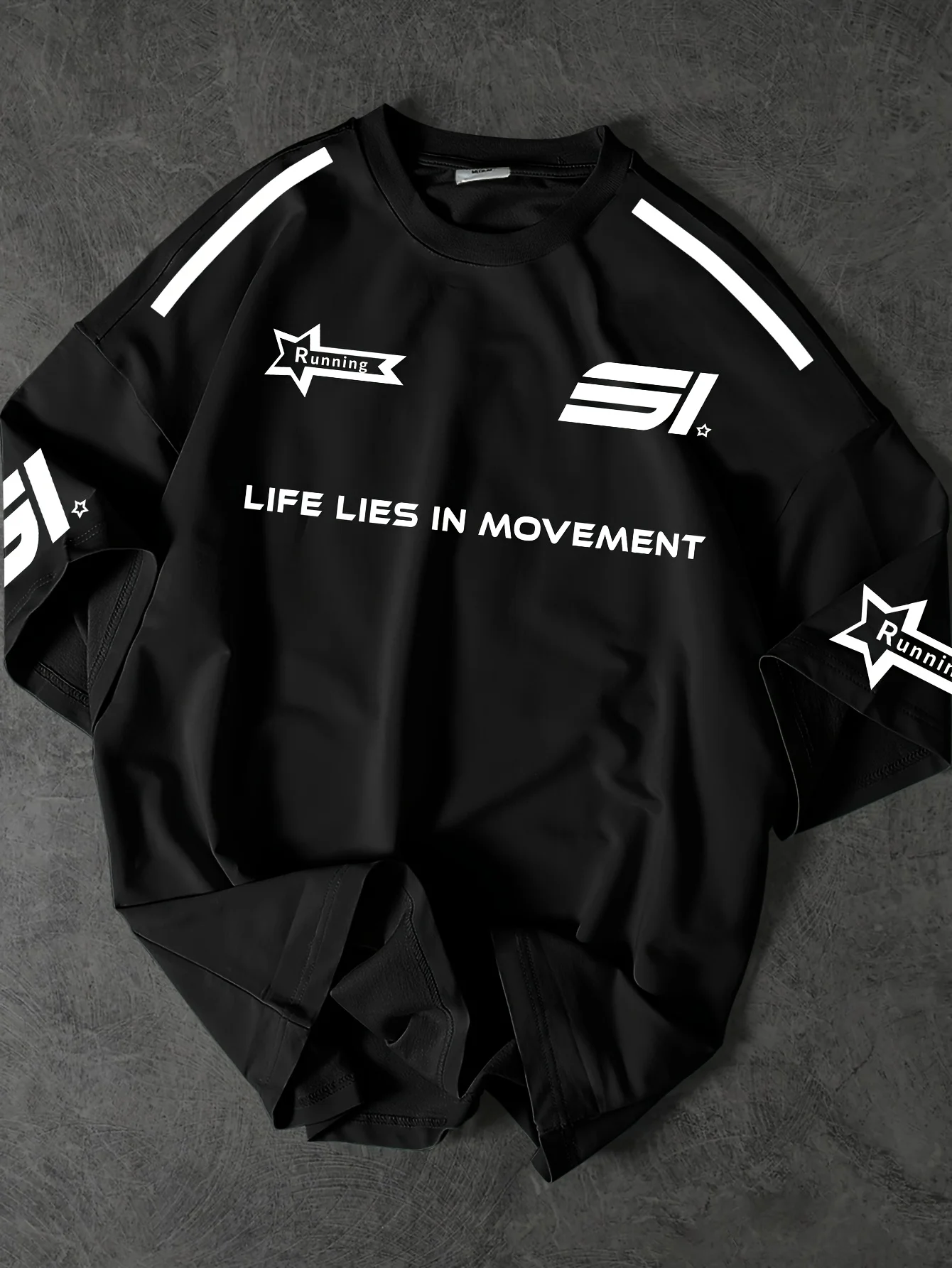 The new men's T-shirt for summer 2025 is a casual sporty breathable mesh letter printed streetwear collection