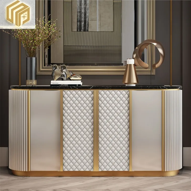 

Hotel solid wood marble dining cabinet Post modern simple living room Small family lobby porch cabinet Decorative cabinet