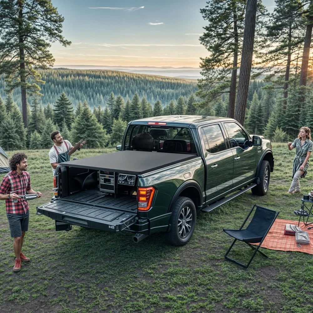 Exterior Accessories Soft Tri-fold Tonneau Cover Fit for Toyota Tacoma 2024 2025 with Track Rail System