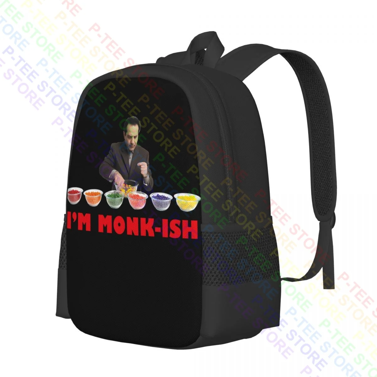 Monk Im Monk Ish Licensed Classic Tv Show Adrian Monk WhiteBackpack Large Capacity Shoe Bag Multi-function