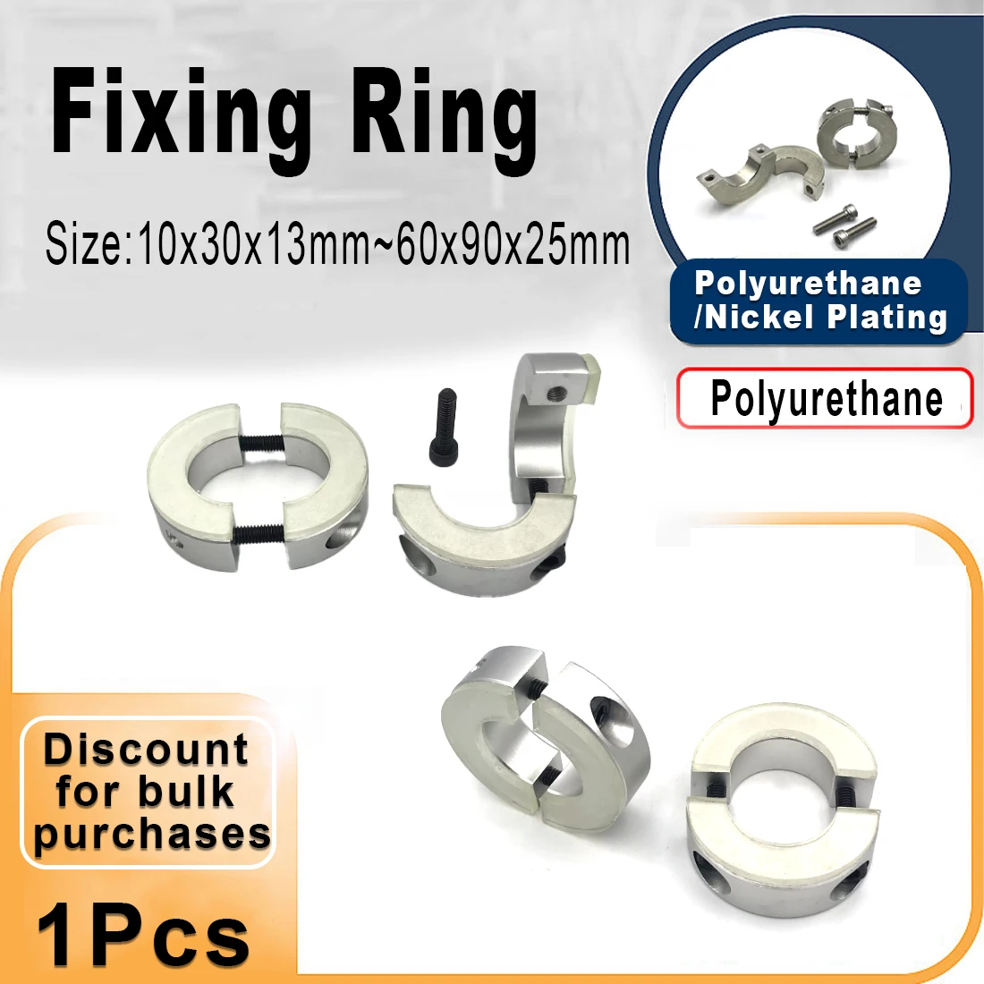 1PCS Clamp Collar Single/Double-Opening Retaining Ring Positioning Ring,Motion Clamping Ring With Polyurethane Washer