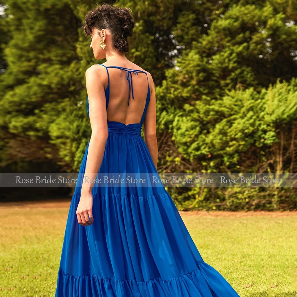 Ciemnoniebieskie sukienki wakacyjne dla kobiet paski spaghetti linia letnie suknie wakacyjne długa, bez pleców, bez rękawów, sukienka na imprezę 2025