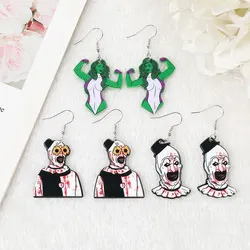 Horror Red Blood Clown Acrylic Drop Earrings Funny Flat Print Clown Earrings Punk Style Handmade Movie Jewelry for Women