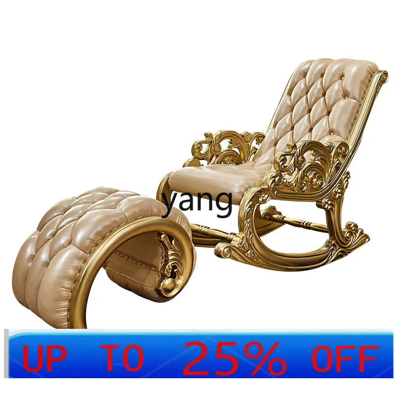 

LTT solid wood first layer cowhide leather recliner balcony leisure lunch break chair bedroom furniture