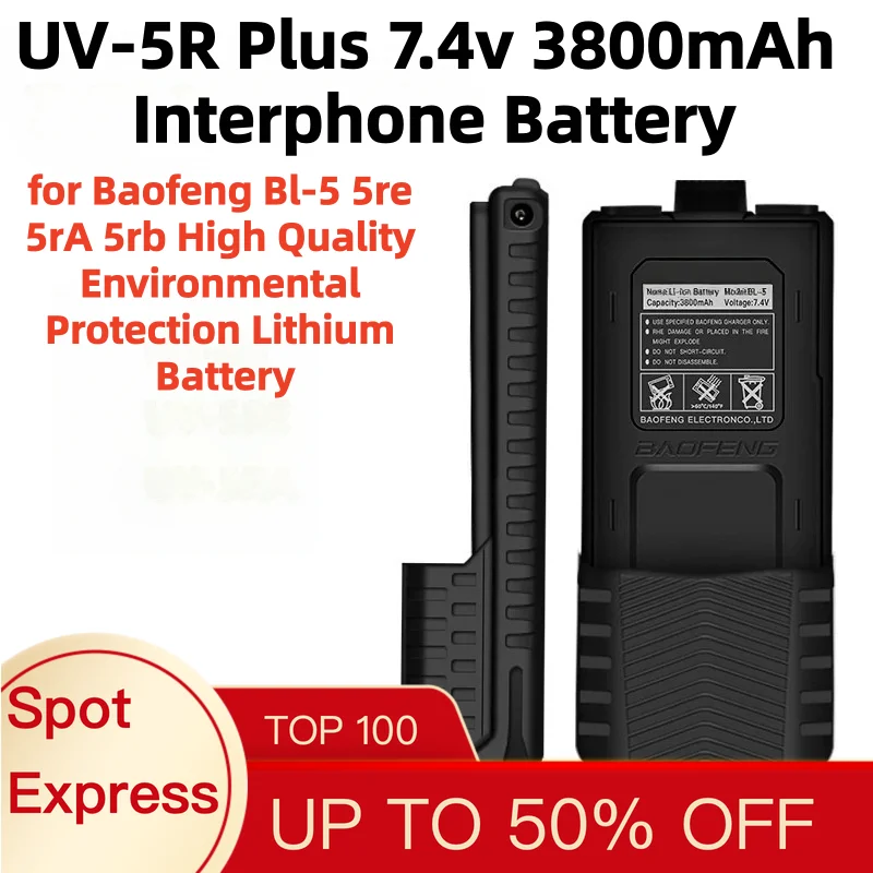 UV-5R Plus 7.4v 3800mAh Interphone Battery for Baofeng Bl-5 5re 5rA 5rb High Quality Environmental Protection Lithium Battery