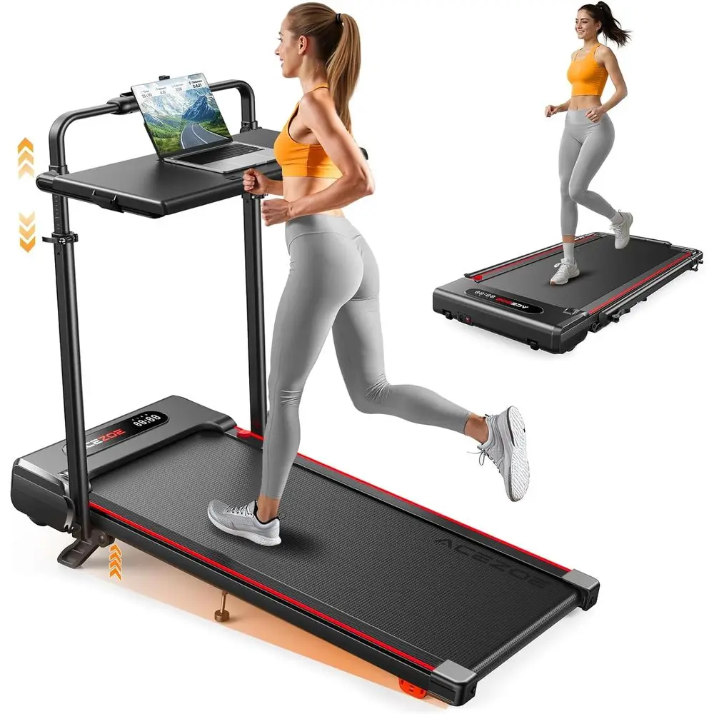 

Компактная беговая дорожка 3-в-1 с регулировкой угла наклона, съемной рабочей станцией и регулируемой высотой для дома или офиса