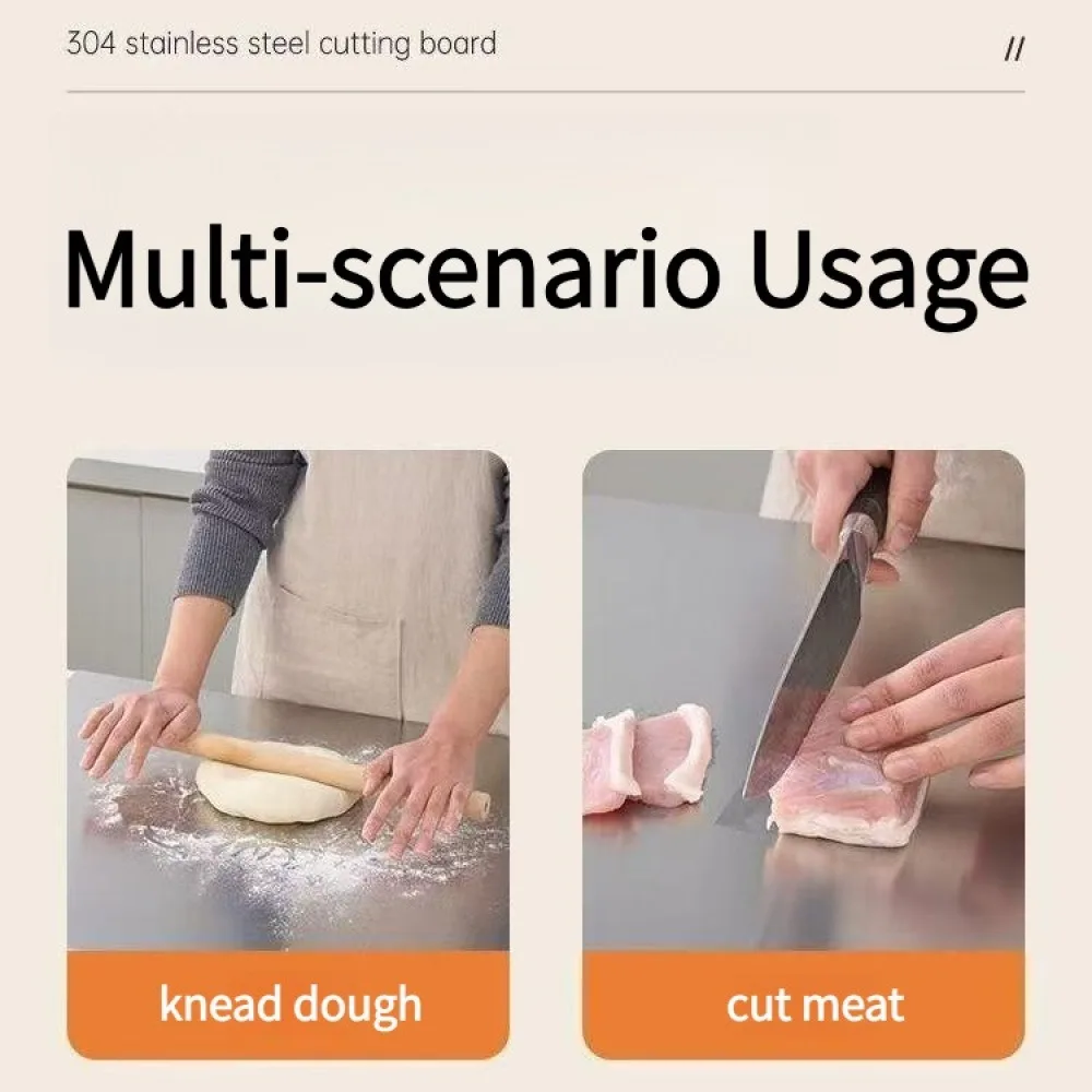 Food Grade Stainless Steel Chopping Board 304 Cutting Board Multi-functional Kneading Board Charcuterie Board Thickened Cutting view 6