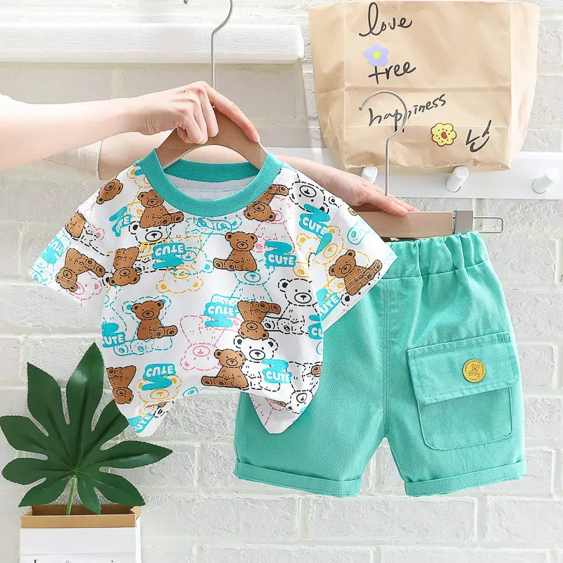 

New Summer Kids Clothes Suit Children Boys Fashion Shirt Shorts 2Pcs/Set Toddler Casual Clothing Infant Kids Tracksuits Suit