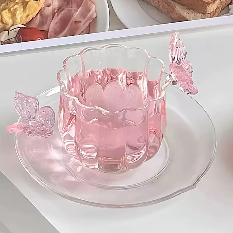 High Borosilicate Glass Butterfly Cup Handmade Narcissus Cup Creative Transparent Tea Cup Heat-Resistant Household Cup Lotus Cup