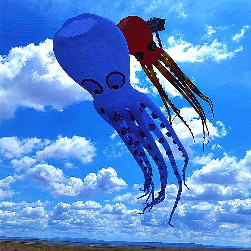 Free shipping 20m octopus kites pendant flying kites for adults inflatable toys wind kites large outdoor games paragliding fun