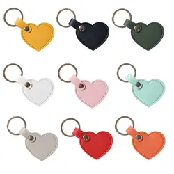 Charm Car Key Holder Heart Shape Keychain Fashion Simple Leather Heart Keyring Pink PU Colorful Pendant Kids