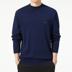 Suéter polo listrado de algodão casual masculino, slim fit, blaine, gola simulada, pulôveres quentes, nova marca, moda, inverno