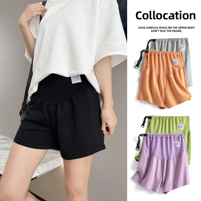 Maternity Short Pants Spring and Summer New Leggings Threaded Sweater Cotton Comfortable Skin-friendly Casual Maternity Clothing