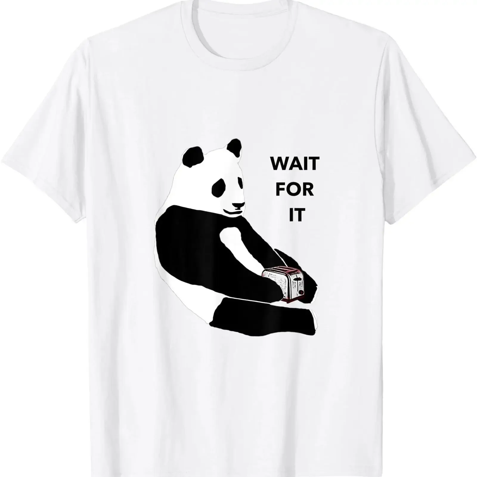 Funny Panda Waiting For Toast To Brown Cute Novelty T Shirt vintage Washed Top For Everyday Wear homme Comfortable Casual