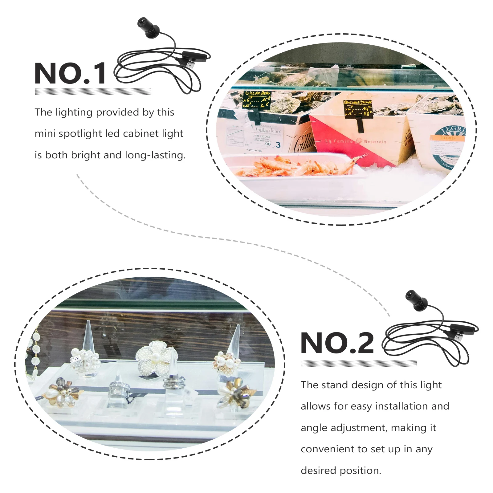 

USB Small Spotlight LED for Cabinet Jewelry Display Fish Tank Mini Track Light with Switch Low Voltage