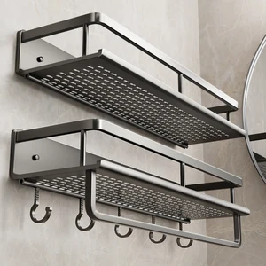 Badezimmer Rack Badezimmer Regal Badezimmer Raumhängebat Aluminium Badezimmer Veranstalter an der Wand hängen 10 Hauptkleiderschrankregal - №8