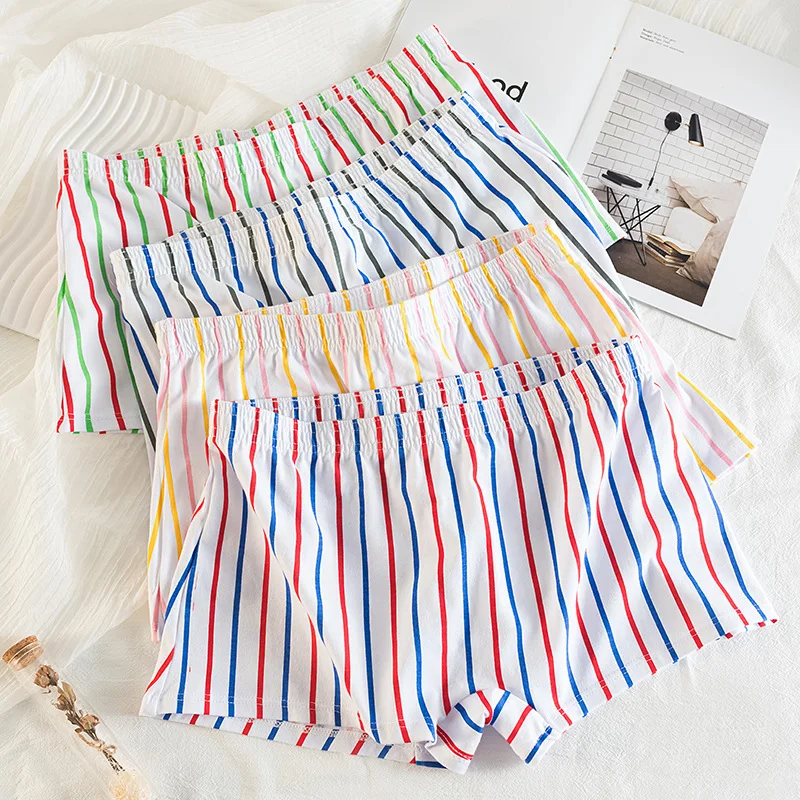 4 Piece High-End Men's Underwear Pure Cotton Boxer Shorts Loose-Fit Striped Plus Sizeshorts Home Pants Underpants For Men