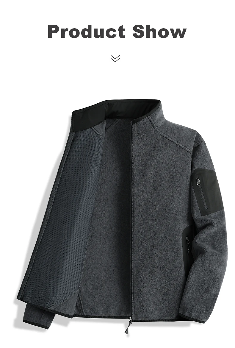 JNLN Herren Damen Winter-Fleecejacke, Outdoor, winddicht, Thermo-Fleece-Kleidung, Unisex, Wandern, Camping, Klettern, Sportmantel – Detail 13
