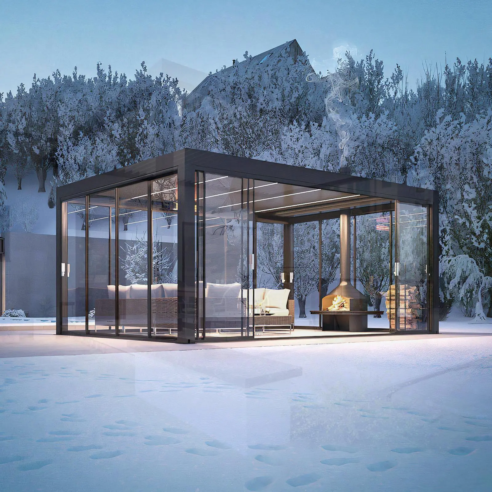 Outdoor Motorized Aluminum Modern Bioclimatic Winter Shelter Structure with Premium Quality Made in Turkey pergola
