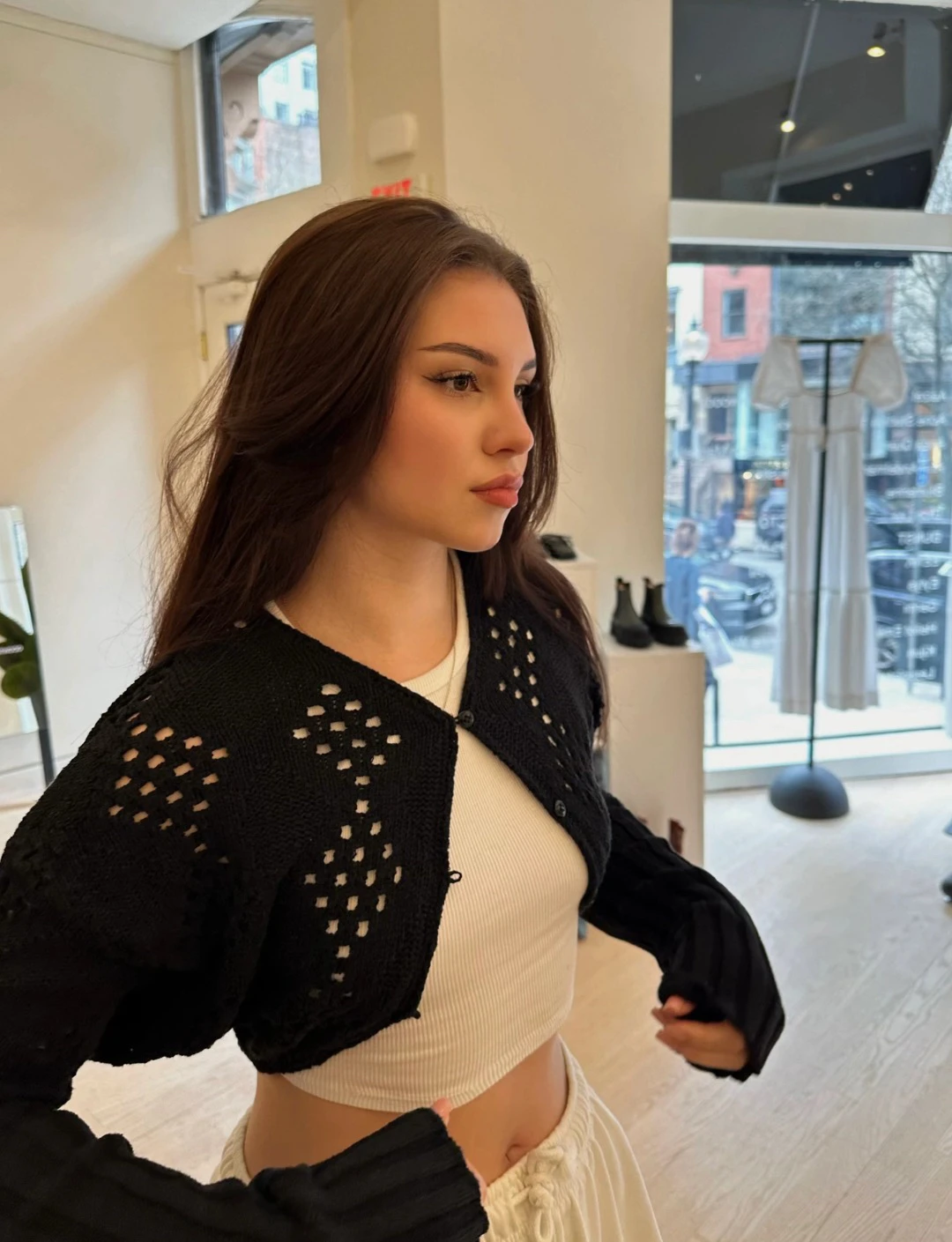 

Утягивающий вязаный открытый кардиган Long Sve с вырезом на животе, модный женский осенний топ Spicy Girl Sle