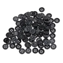 100pcs Black Sewing Buttons 4 Holes 10MM Round Resin Buttons Fit for Sewing Clothes Scrapbook CraftClothes Sewing Accessories