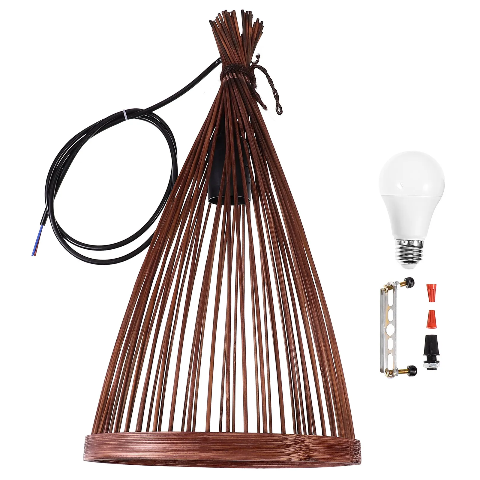 

Плетеная бамбуковая люстра из ротанга для дома и ресторана, потолочный светильник для создания теплой атмосферы