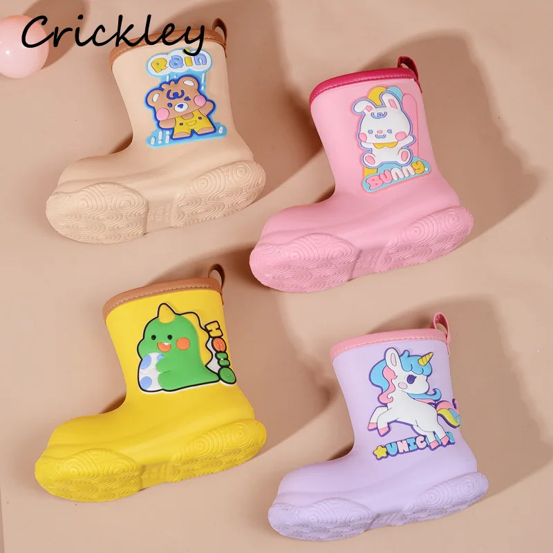 

Unicorn Dinosaur Boys Girls Rainboots Cartoon Bear Rabbit Kids Water Shoes Fashion EVA Waterproof Anti Slip Children Rain Boots