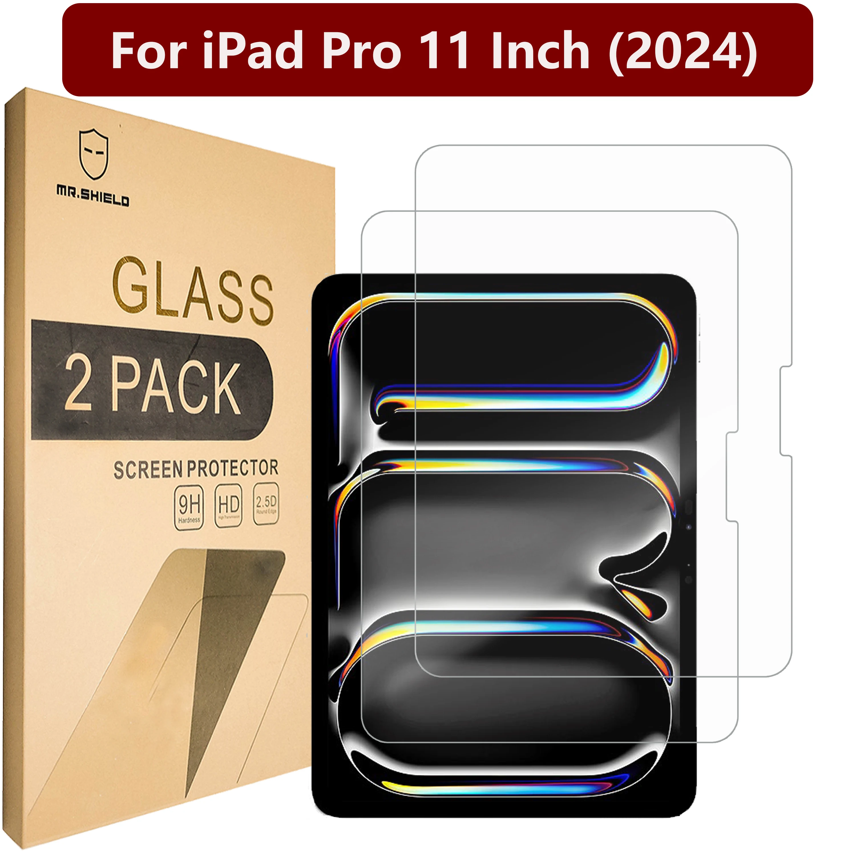 

Mr.Shield Screen Protector compatible with iPad Pro 11 Inch (2024) [Tempered Glass] [2-PACK] [Japan Glass with 9H Hardness]