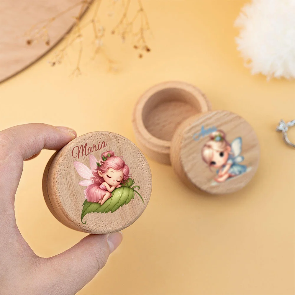 Personalized Name Wood Tooth Fairy Keepsake Box Custom Kids Milk Tooth Coin Box Tooth Fairy Holder Birthday Gift