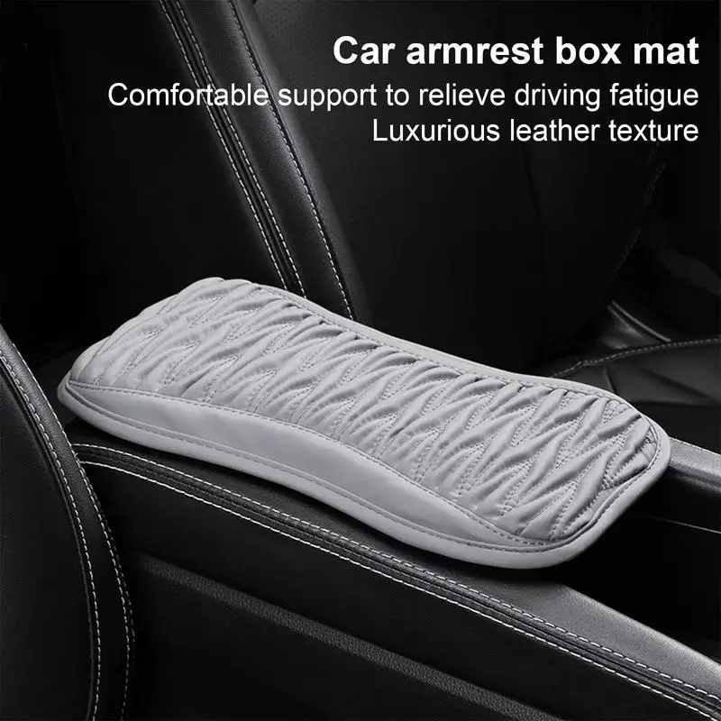 Car Center Console Cover Elbow Armrest Pad Cover PU Leather Fabric Car Armrest Box Mat for Mini Cars Sedans SUVs and RVs