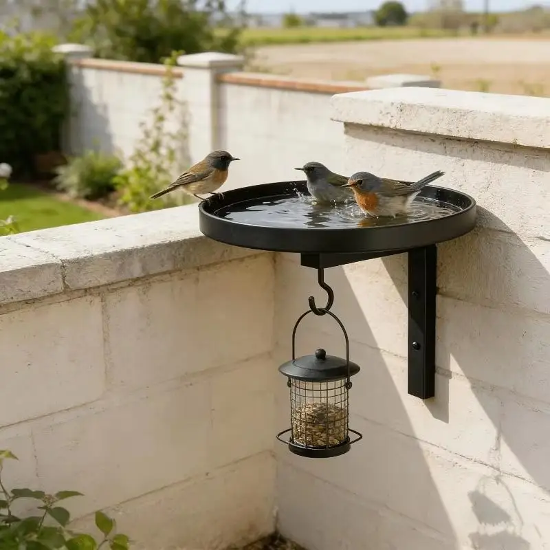 Wandmontierter Vogelfutterhaken aus Eisen für Badewannen, einfache Installation, wetterbeständig, für Terrasse, Garten, Vogelbeobachtung im Freien – Detail 12