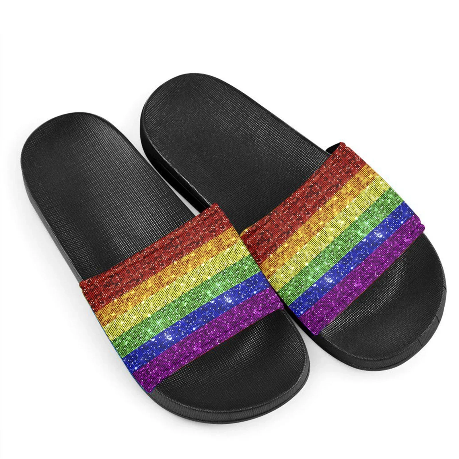 Lgbt Pride Rainbow Feel Print Pantoufles décontractées pour adultes, Sandales HOLight pour la maison, Sandales d'été pour femmes, Diapositives de marche populaires