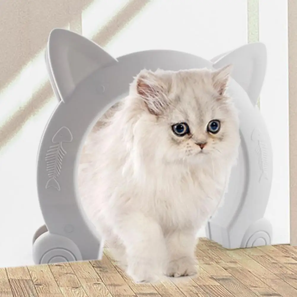 Excellent Puppy Door Lightweight Cat Door Fish Bone Pattern Cat Ears Shape Indoor Pet Kitten Puppy Door  Enter