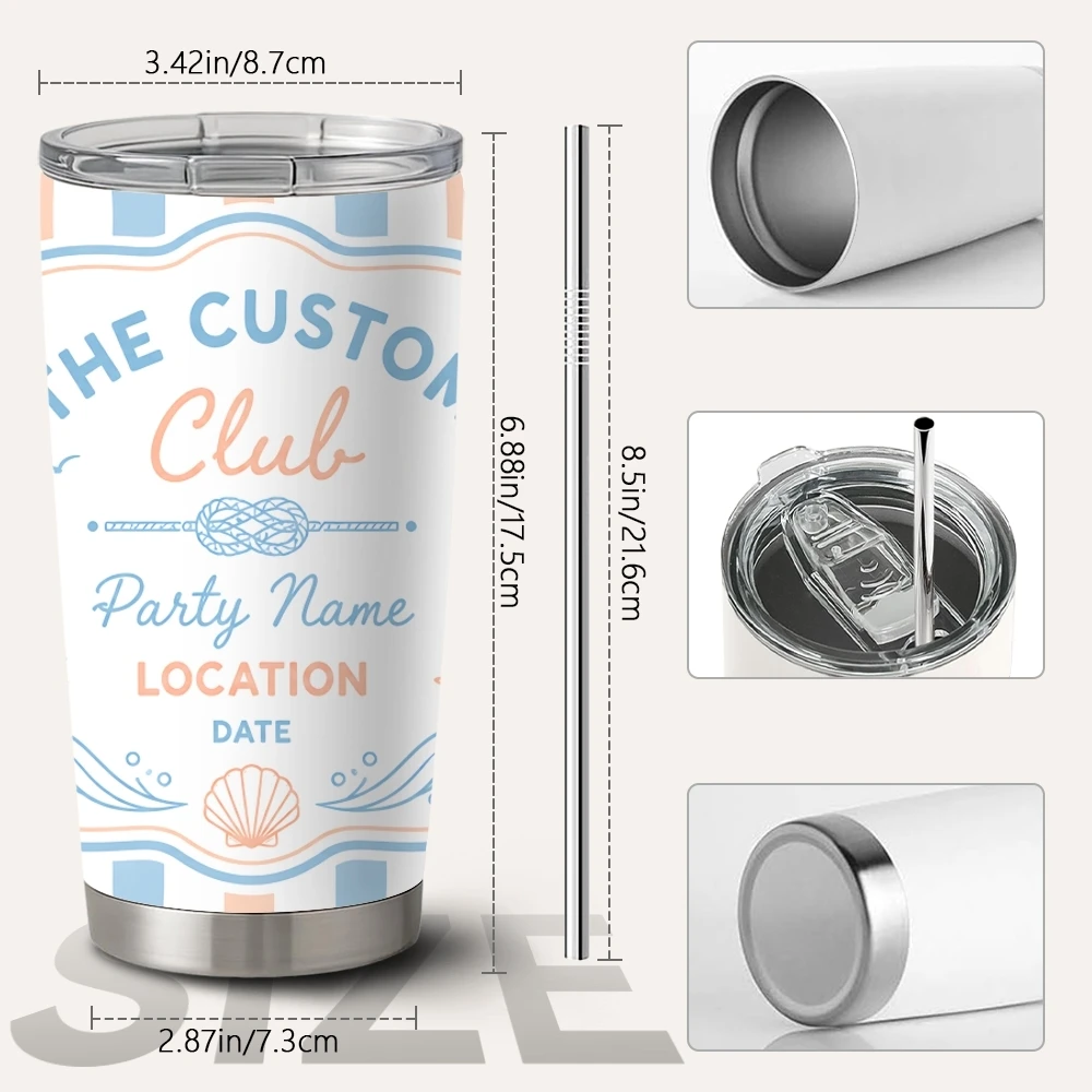 Personalized Beach Vacuum Flasks 20oz Long Lasting Hot Cold Drinks Container Leakproof Stainless Steel Cup&Straw&Travel Gift
