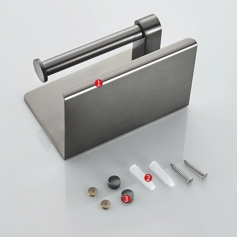 

Toilet punching installation double-layer roll paper holder 304 stainless steel gray tissue holder wall mounted toilet paper box