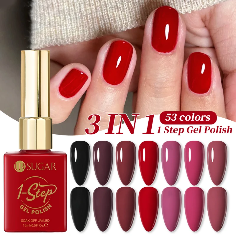 UR SUGAR 15ml 1 Step Gel Polish 3 IN 1 Gel Red Color Soak Off LED UV Gel Nail Varnishes No Need Base Top Gel Nail Art Manicure