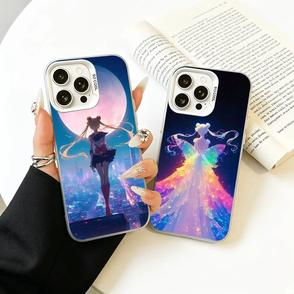 

U-Usagi Tsukino-Sailor-M- Moon Phone Case For iPhone 11 12 13 14 15 16 17 Pro Max Plus white silver Phone Cover