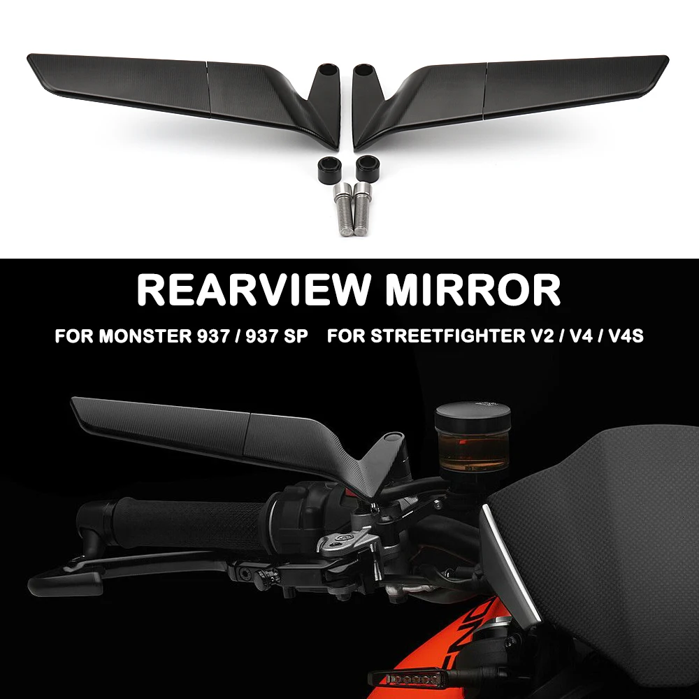 For Ducati Monster 937 SP 2021 2022 2023 Rearview Mirror 360° Adjustable Rear View Mirrors Motorcycle Streetfighter V4 S V4S V2